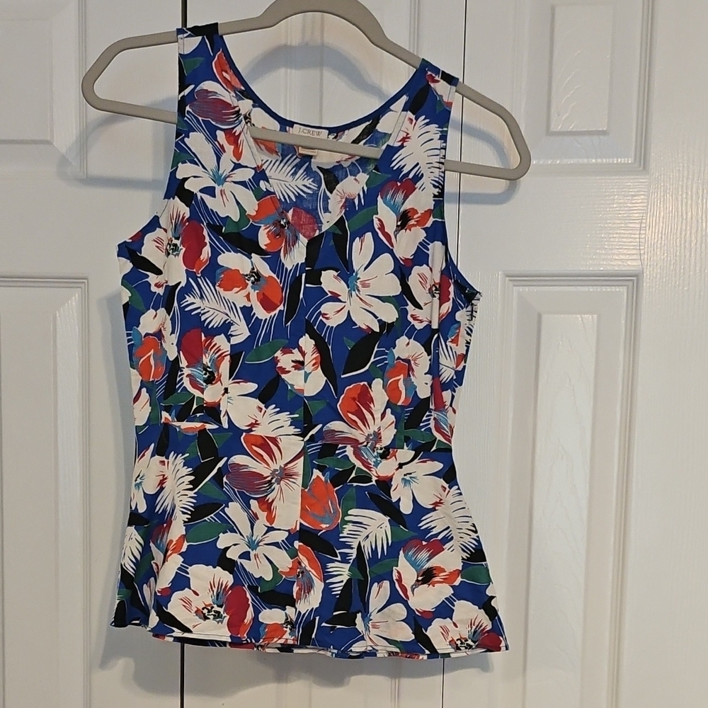 J. Crew Blue Peplum Tank Top Fitted Sleeveless